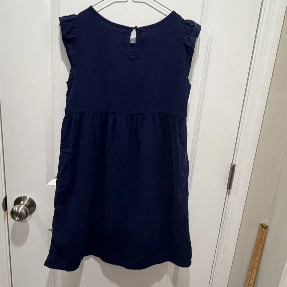 Old‎ Navy Girls Embroidered Dress Flutter Sleeve Navy Blue Size XL 14
